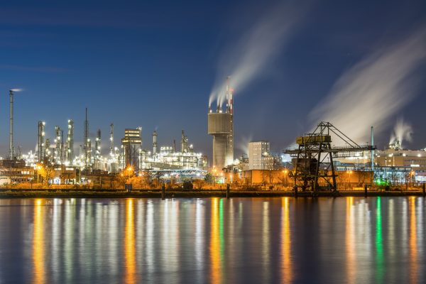 BASF Ludwigshafen At night on the Rhine