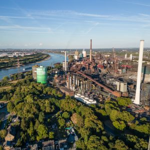 Metallurgical Plant in Duisburg. In addition to a steel mill, a coking plant, two blast furnaces, a power plant and a sinter plant are in operation at this site.