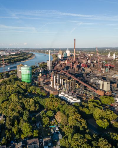 Metallurgical Plant in Duisburg. In addition to a steel mill, a coking plant, two blast furnaces, a power plant and a sinter plant are in operation at this site.